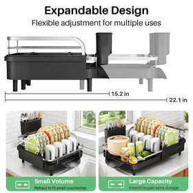 SayZH dish-drying-rack-guardrails keeps dishes secure on busy countertops.