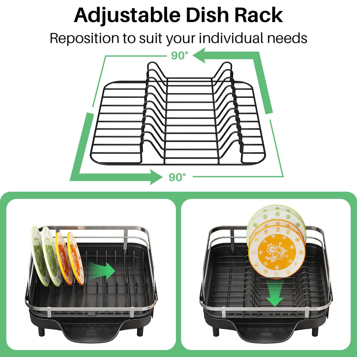 SayZH dish-drying-rack-non-slip-caps stabilize on counters.