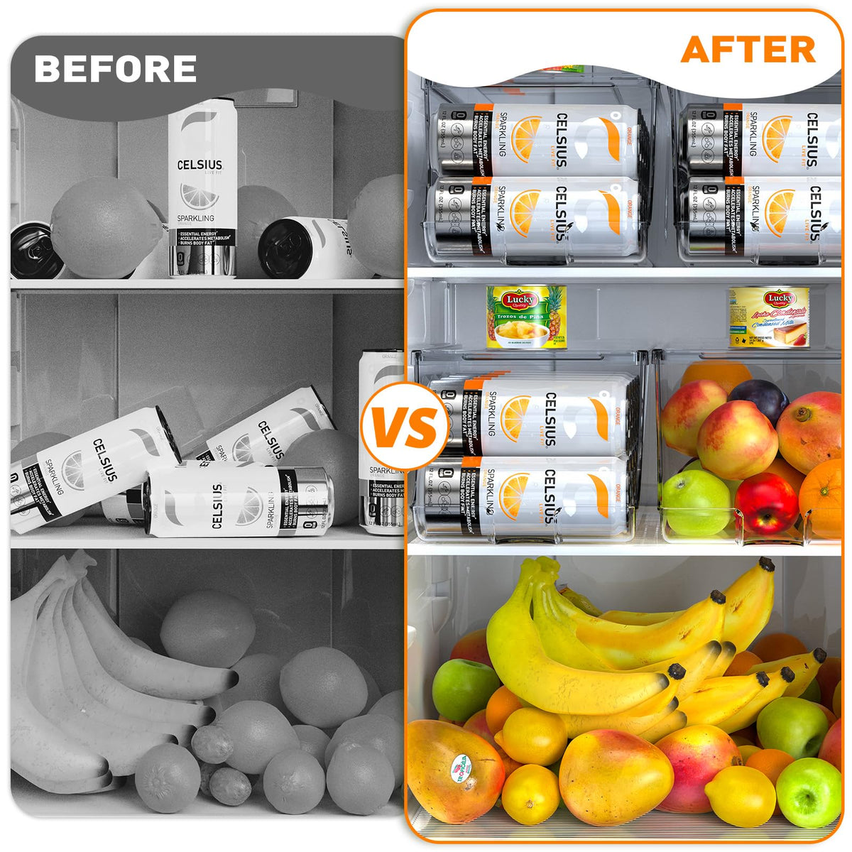 SCAVATA skinny can organizer dust-proof lid protects cans from odors.