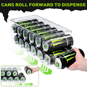 SCAVATA stackable can dispenser with lid helps protect contents and reduce clutter.