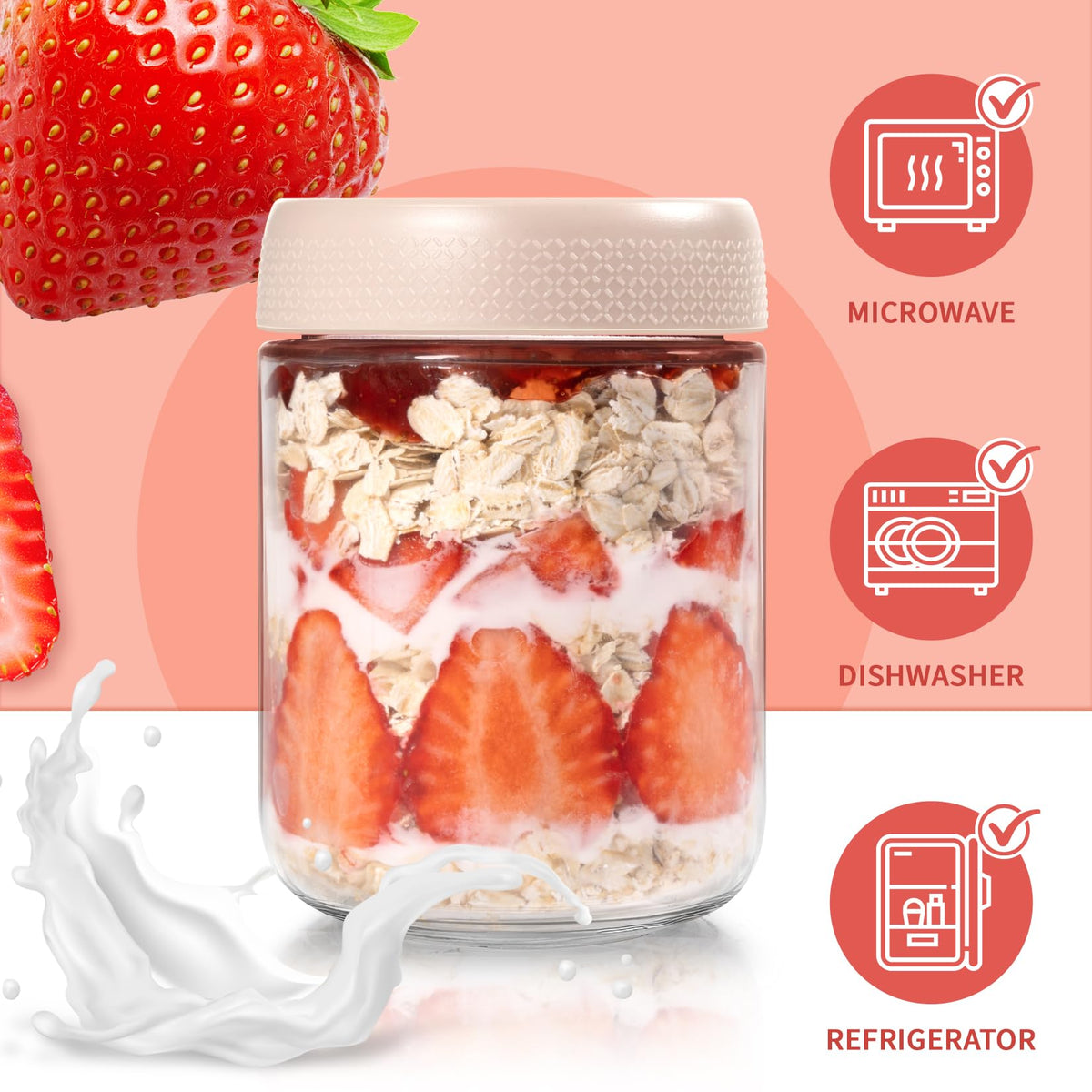 SECLENT borosilicate glass container stays clear and durable for fresh, visible contents.
