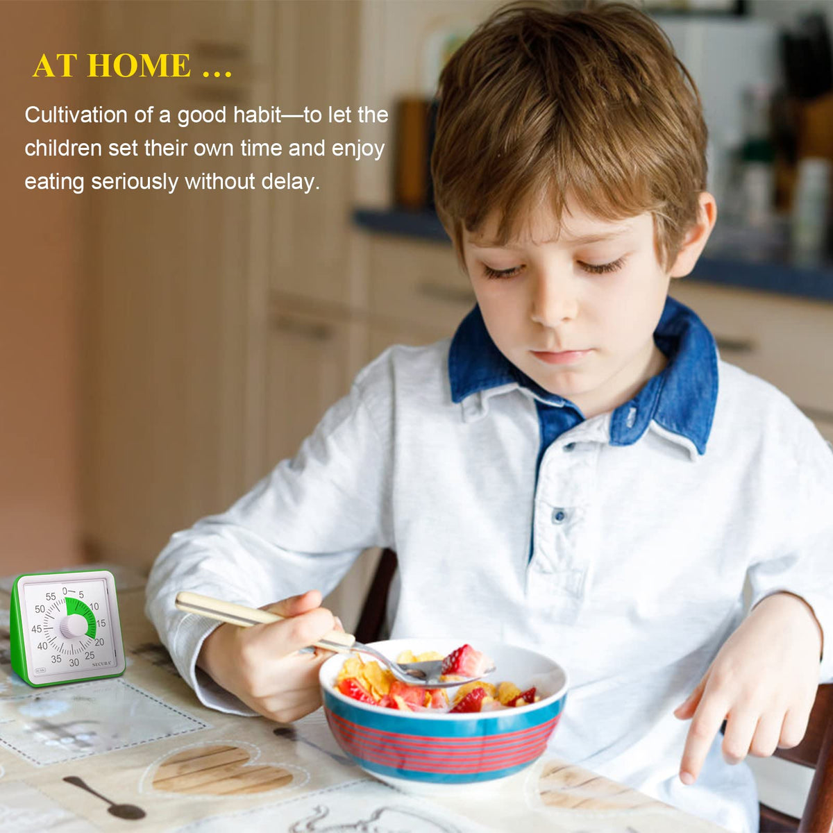 Secura 60-minute timer adjustable alarm for flexible classroom and home routines.