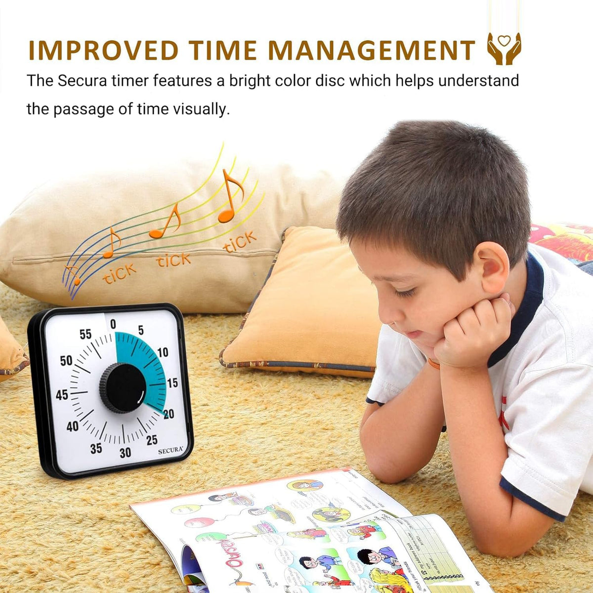 Secura blue desk-use timer ready for focused study sessions and task management