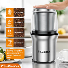 Secura 200W motor delivers consistent texture in seconds