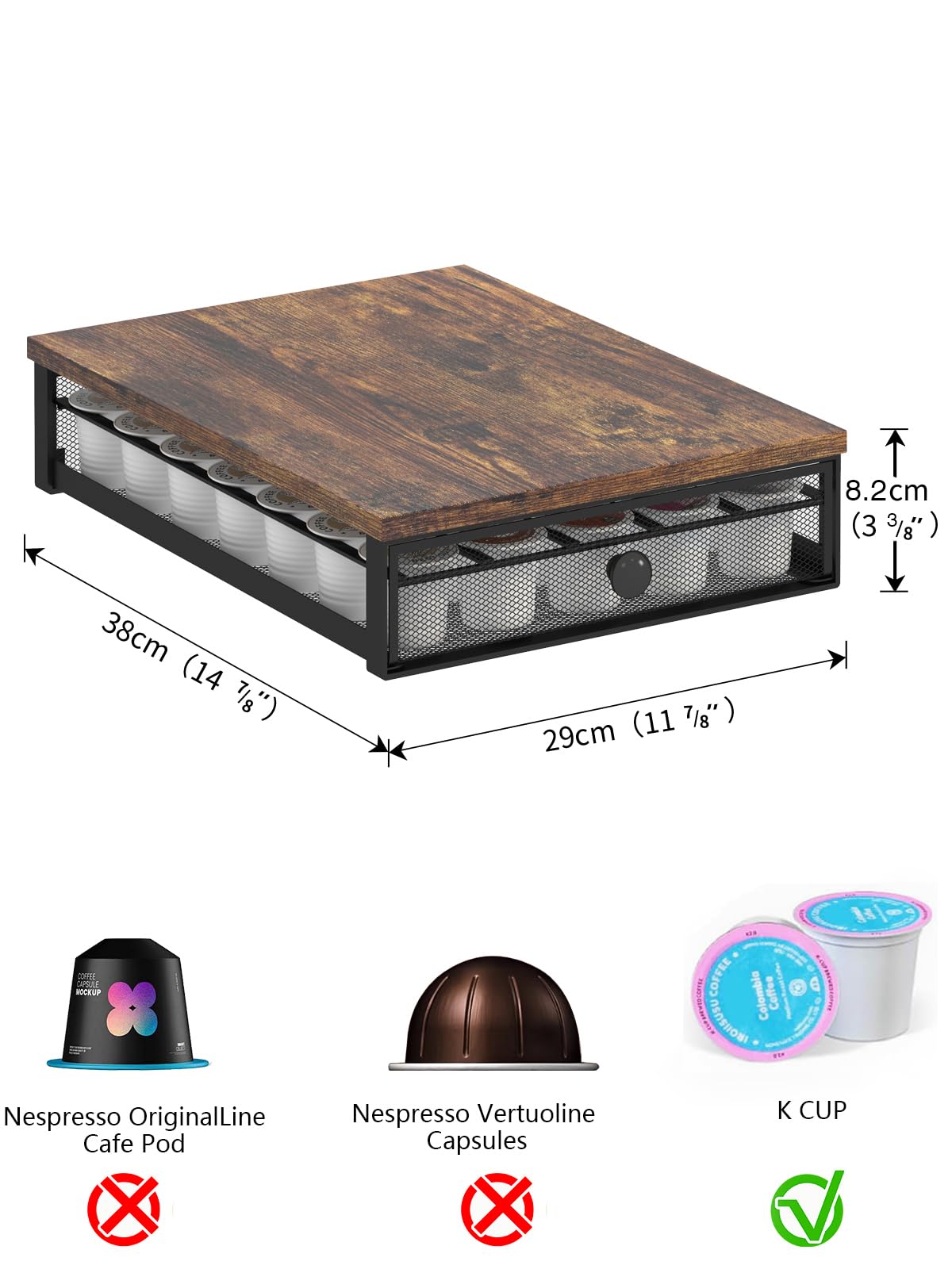 Sedegn coffee pod holder drawer open for quick pod access.