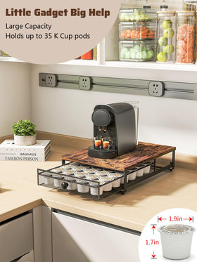 Sedegn coffee pod holder sliding drawer glides with a safety stop.