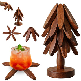 Seektik wooden tree trivet with expanded design protects countertops while adding natural charm