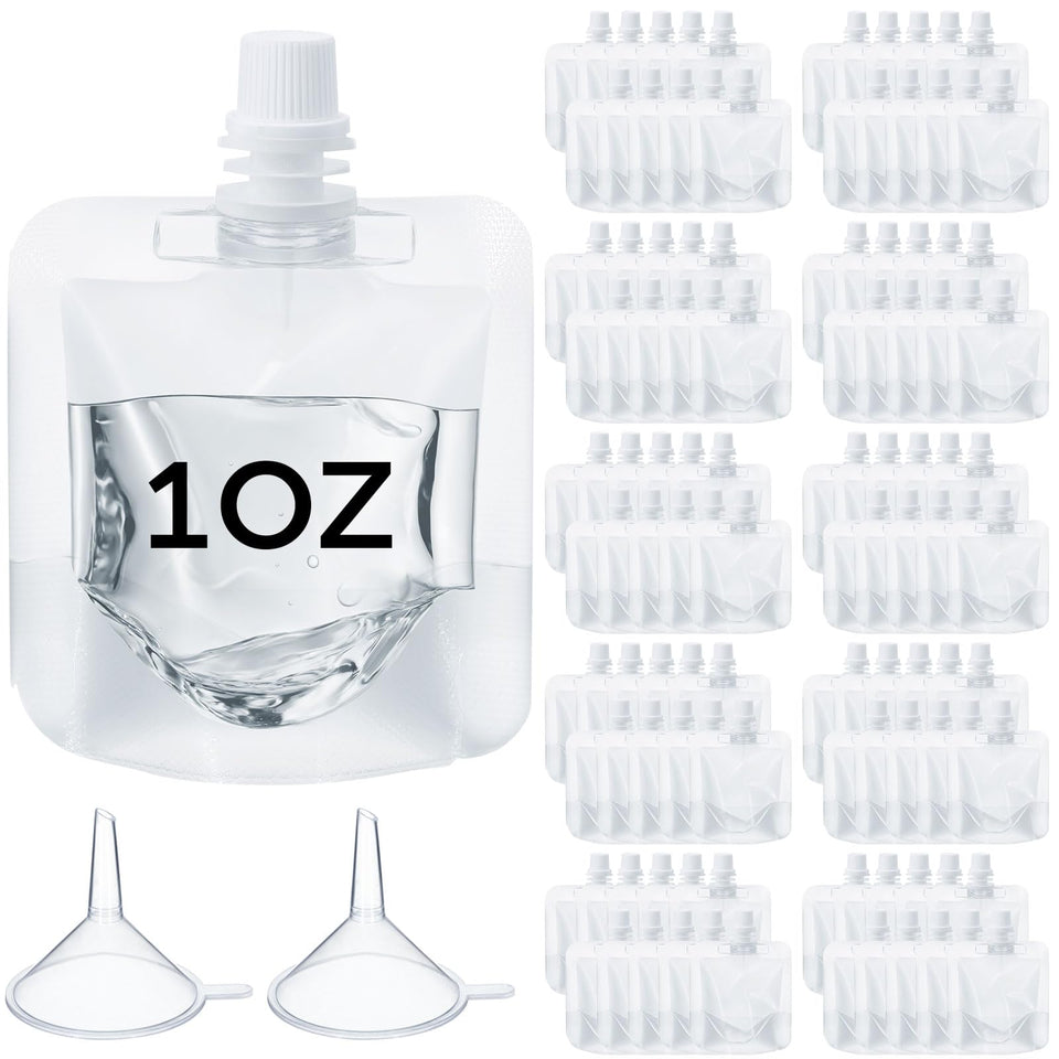 Seeloowy clear juice pouches with 30 ml capacity for mess-free serving