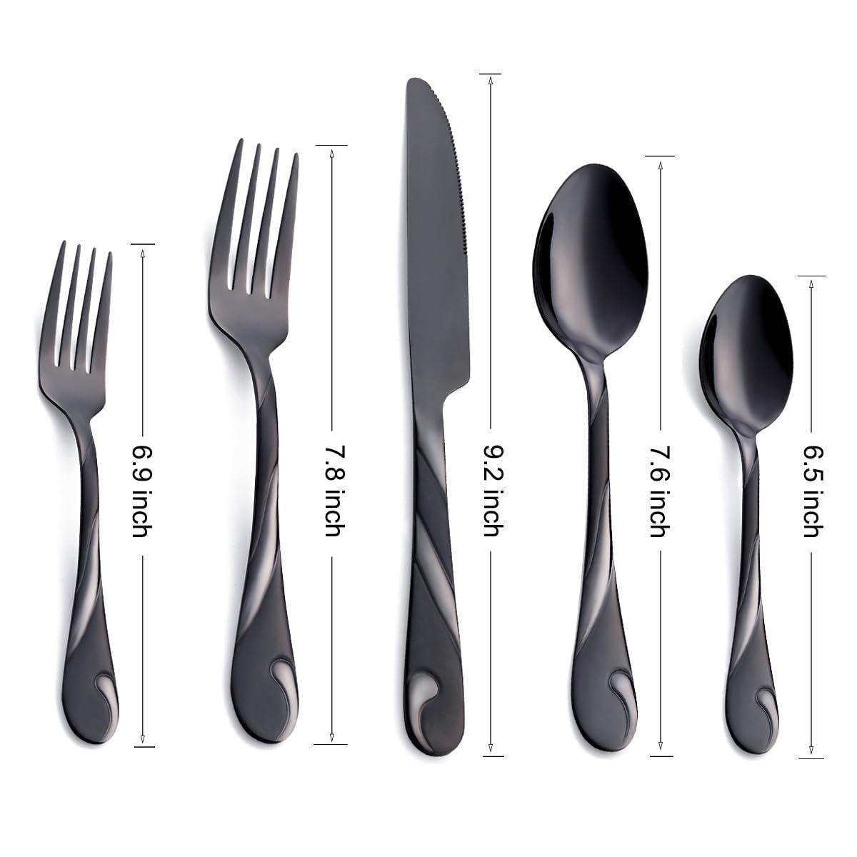 Seeshine black silverware set with dinner forks for balanced, comfortable use.