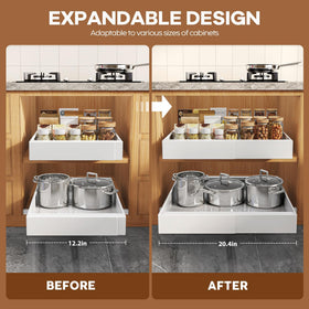 Seinloes 3-rail slide-out design provides sturdy, smooth operation for heavy cookware