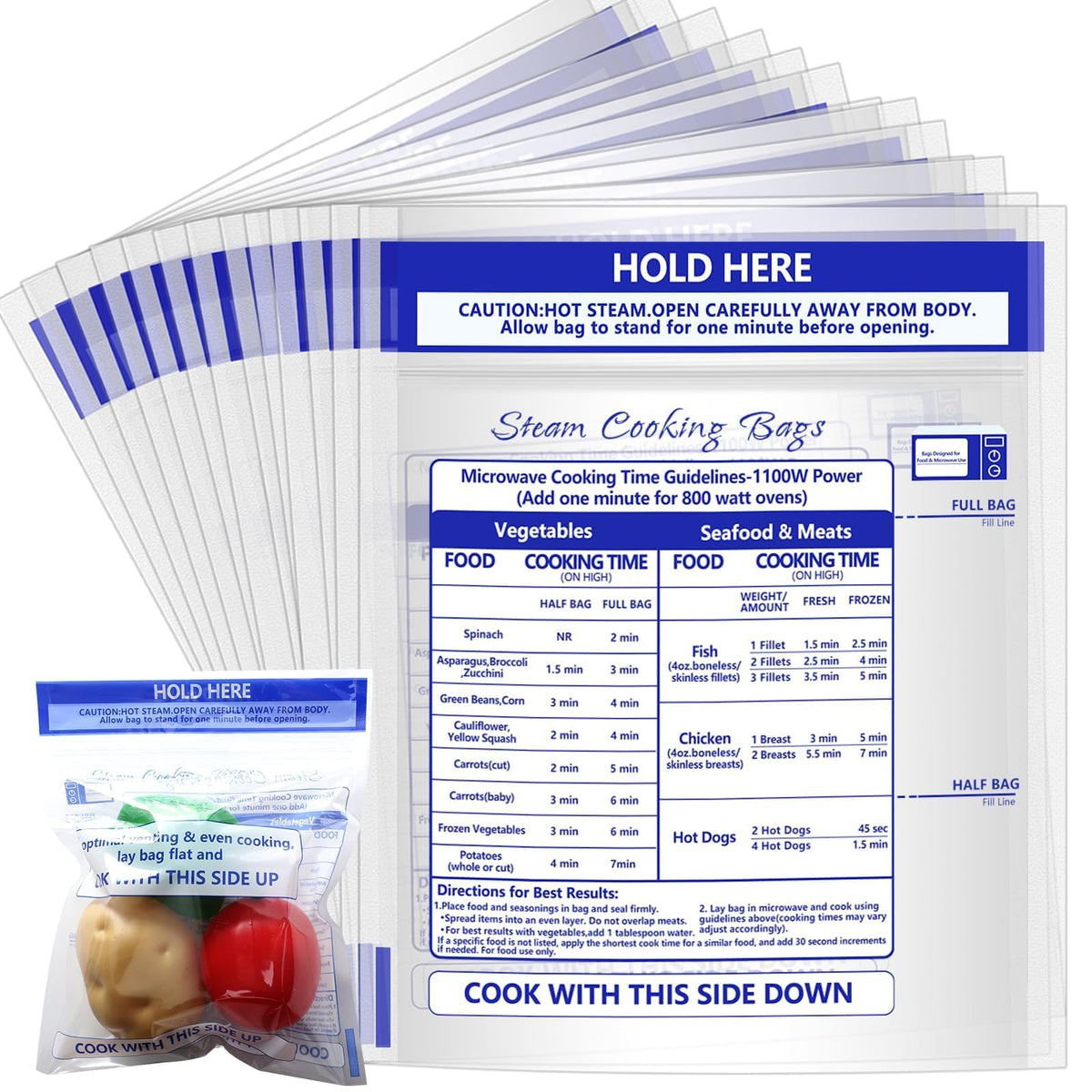 Sel Natural 24-pack steam bags for quick reheating and flavor retention