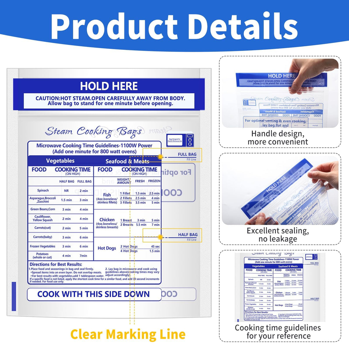 Close-up of Sel Natural steam bag material showing durability and heat resistance.