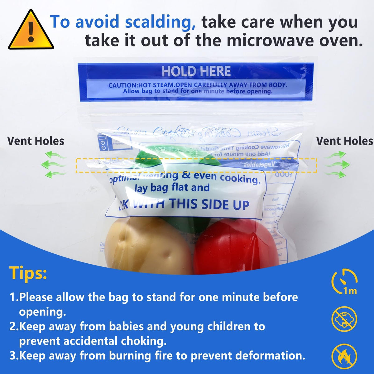 Sel Natural standard size 7.1x7.9 inch steam bags for versatile cooking.
