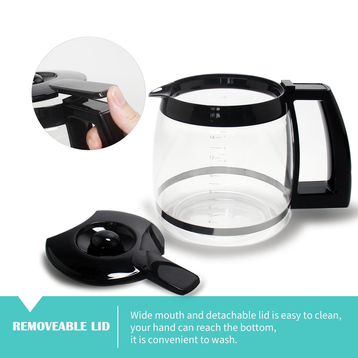 Sendextra carafe pours smoothly with a dripless spout.