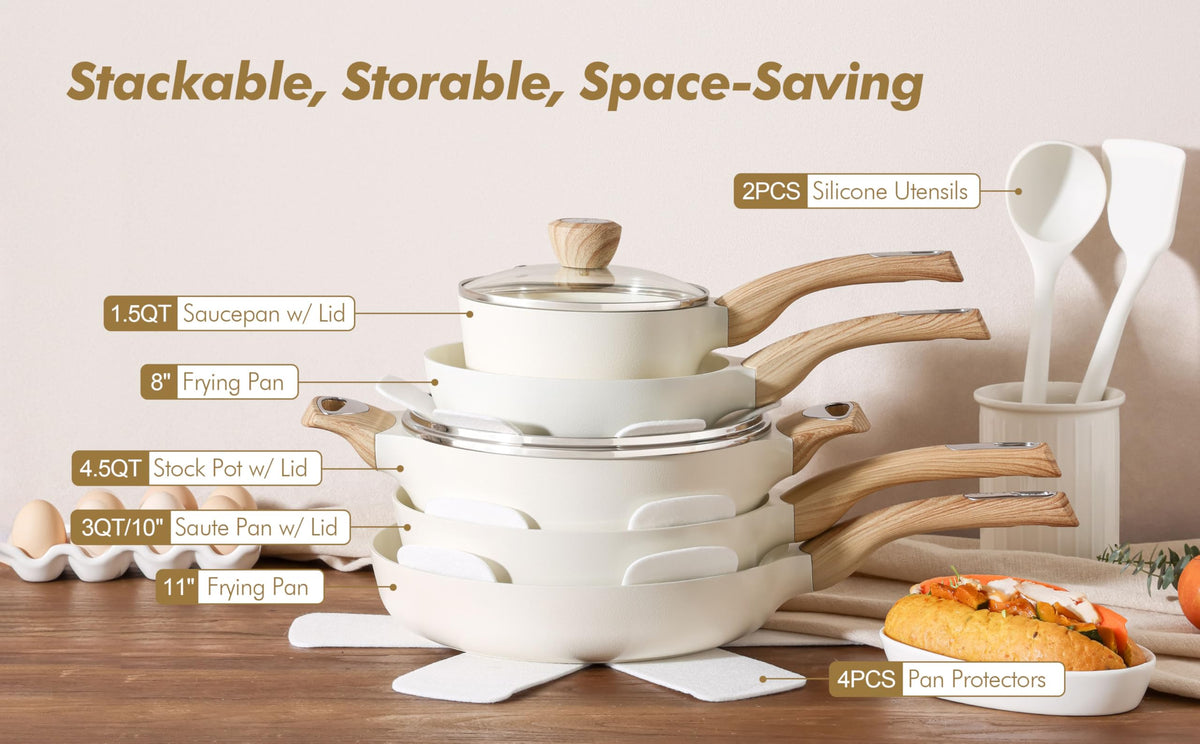 SENSARTE utensil set for safe, versatile cooking and serving