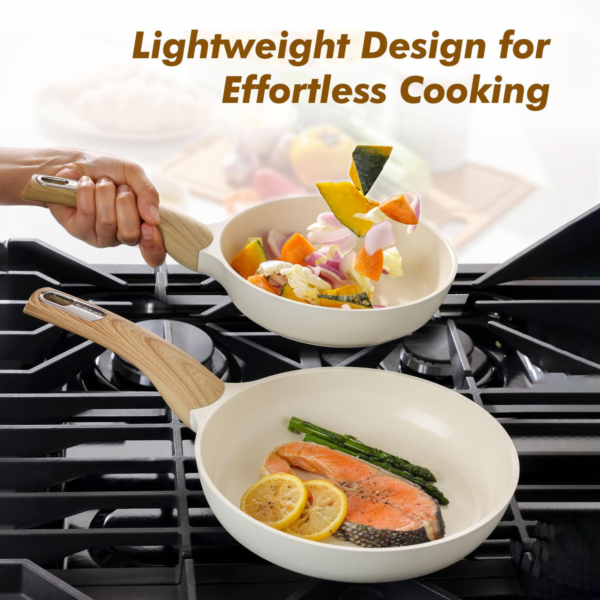 SENSARTE ceramic nonstick 11inch pan eggs release with minimal oil.