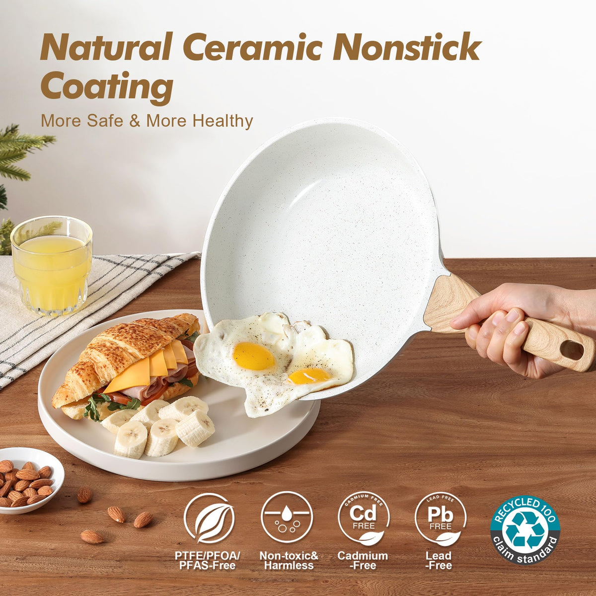 SENSARTE ceramic nonstick coating close-up shows a durable, easy-release surface.