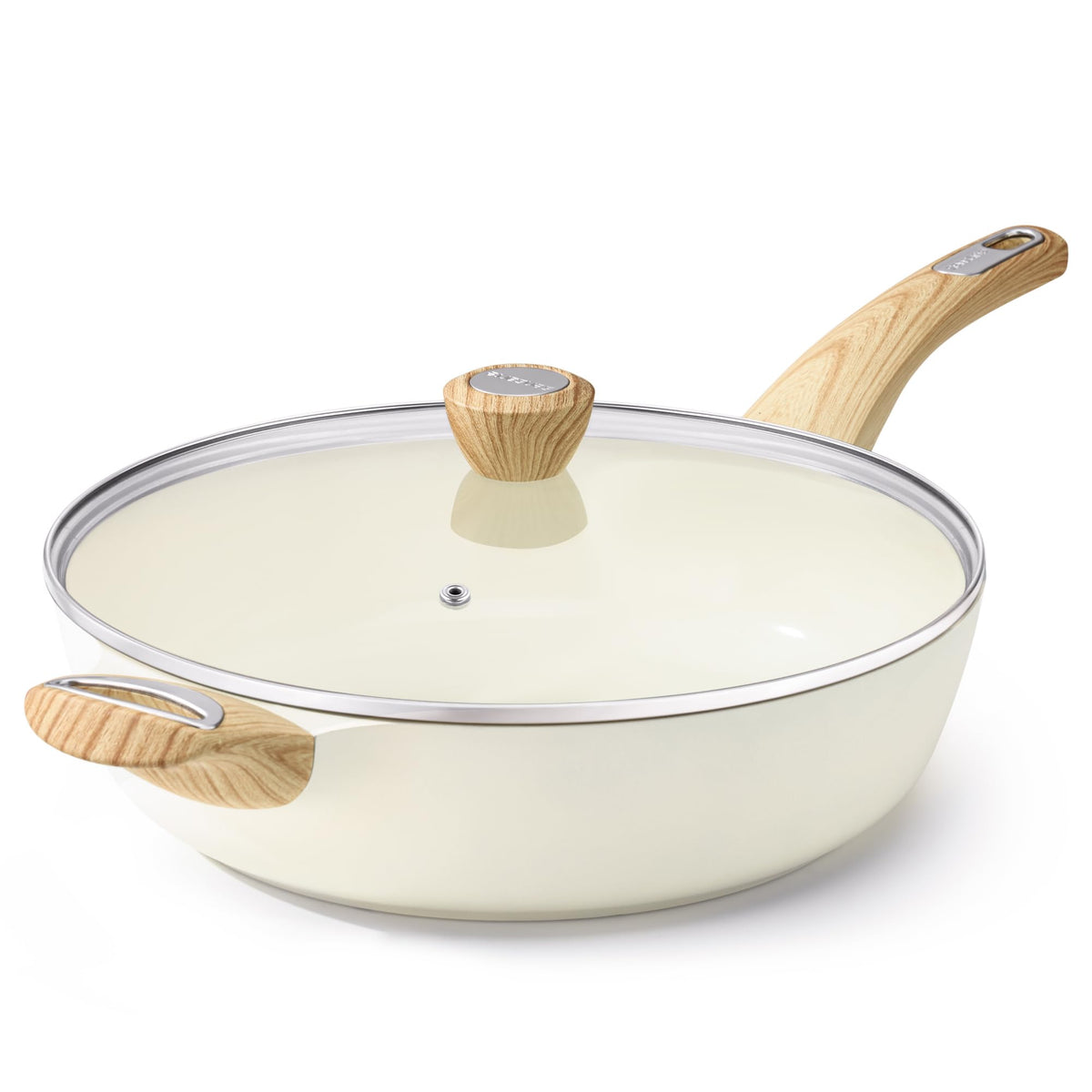 SENSARTE ceramic nonstick frying pan with lid for easy, low-oil cooking.