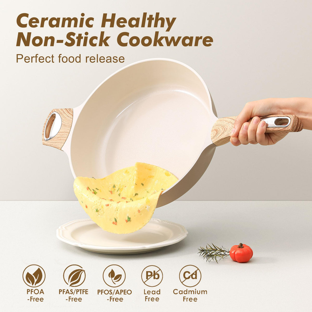 SENSARTE pan on stove showing even heat distribution for consistent results.