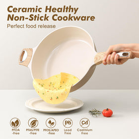 SENSARTE pan on stove showing even heat distribution for consistent results.