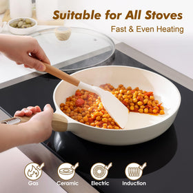 SENSARTE ceramic nonstick pan interior, rivet-free for easy cleaning