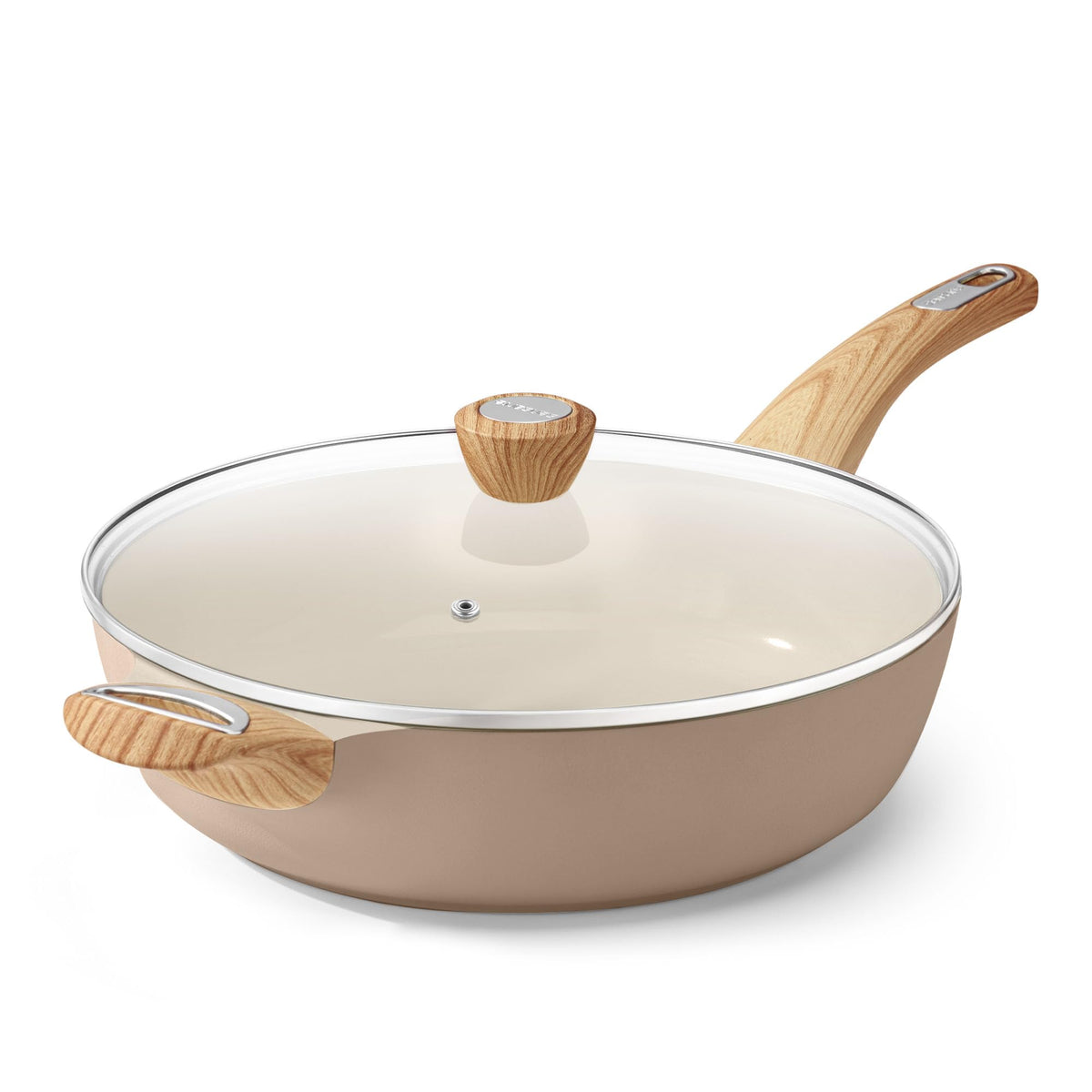 SENSARTE ceramic nonstick pan with lid for easy, low-oil cooking.