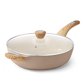 SENSARTE ceramic nonstick pan with lid for easy, low-oil cooking.