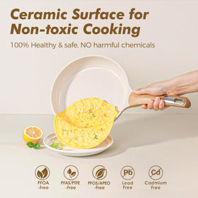SENSARTE ceramic nonstick 3qt sauce pan with lid for versatile simmering.