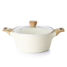 SENSARTE ceramic stockpot with lid, 2.6qt, easy food release with minimal oil.