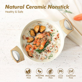SENSARTE 4.5qt stockpot with comfortable wood handle for steady simmering.