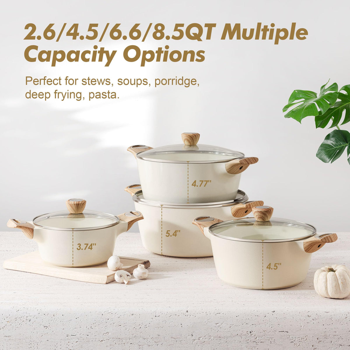 SENSARTE 6.6qt induction-base stockpot delivers even heat for stews.