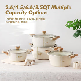 SENSARTE 6.6qt induction-base stockpot delivers even heat for stews.