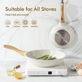 Sensarte ceramic pan induction base close-up proving fast, even heating