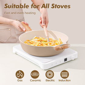 SENSARTE ceramic sauté pan 12-inch with lid on the stove for versatile meals