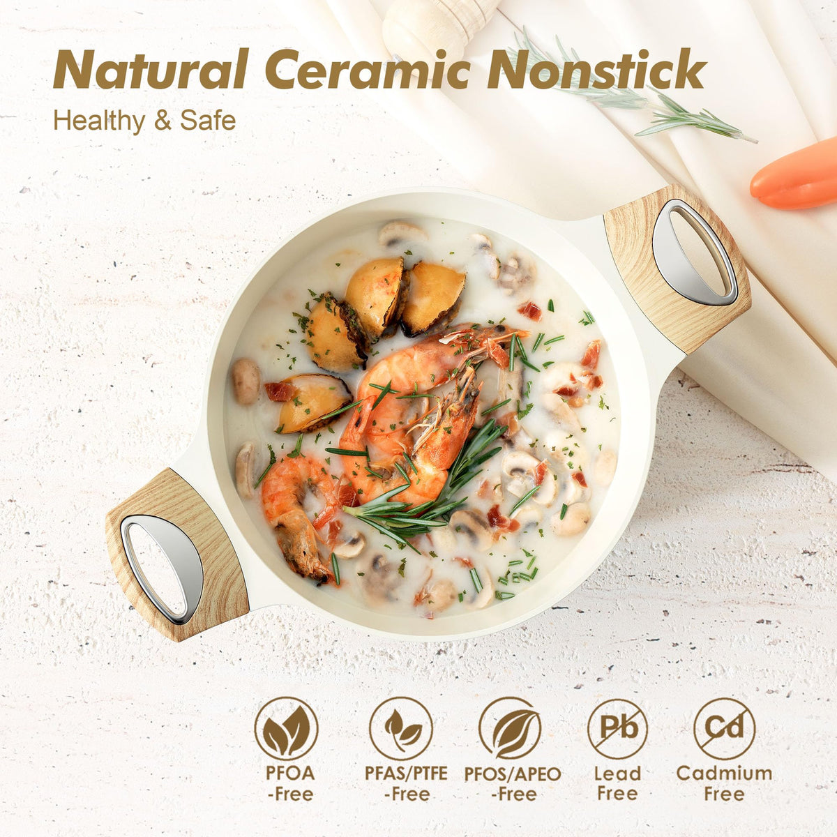 Close-up of SENSARTE ceramic surface showing natural nonstick release.