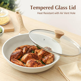 SENSARTE ceramic surface close-up reveals ultra-smooth nonstick finish.