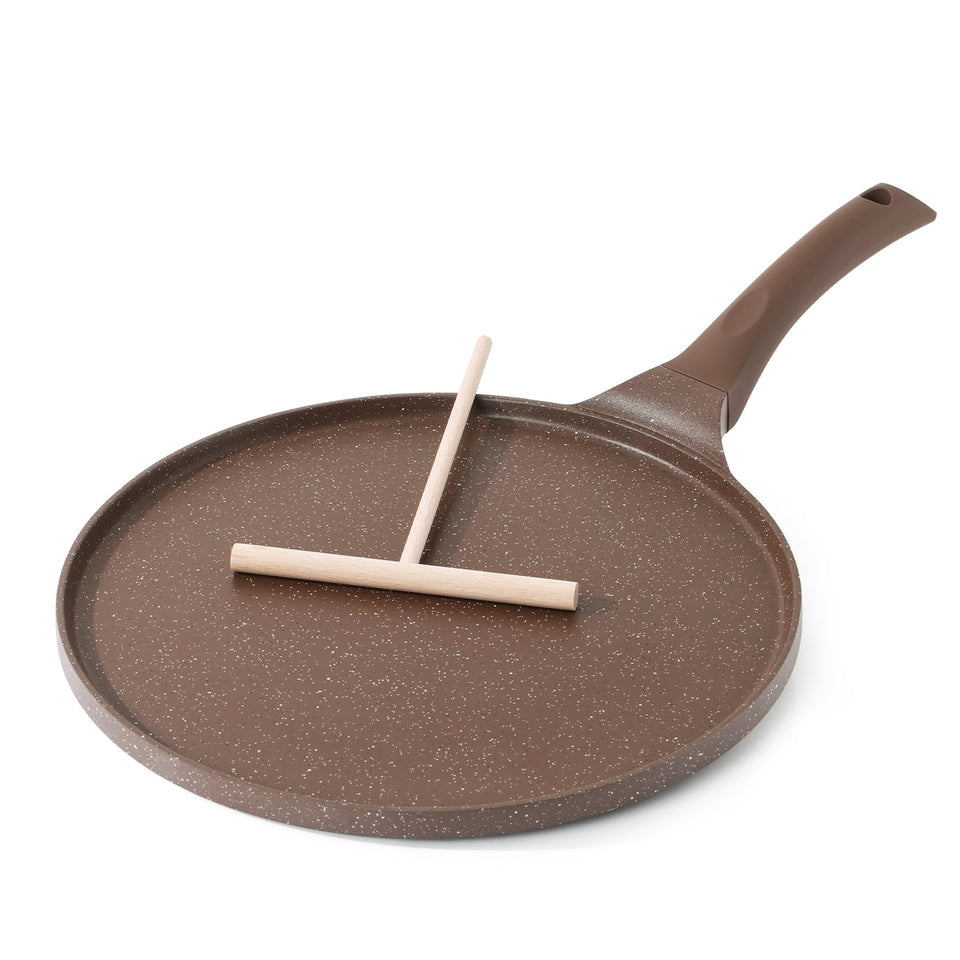 SENSARTE 12-inch crepe pan with Swiss granite coating for healthier cooking.
