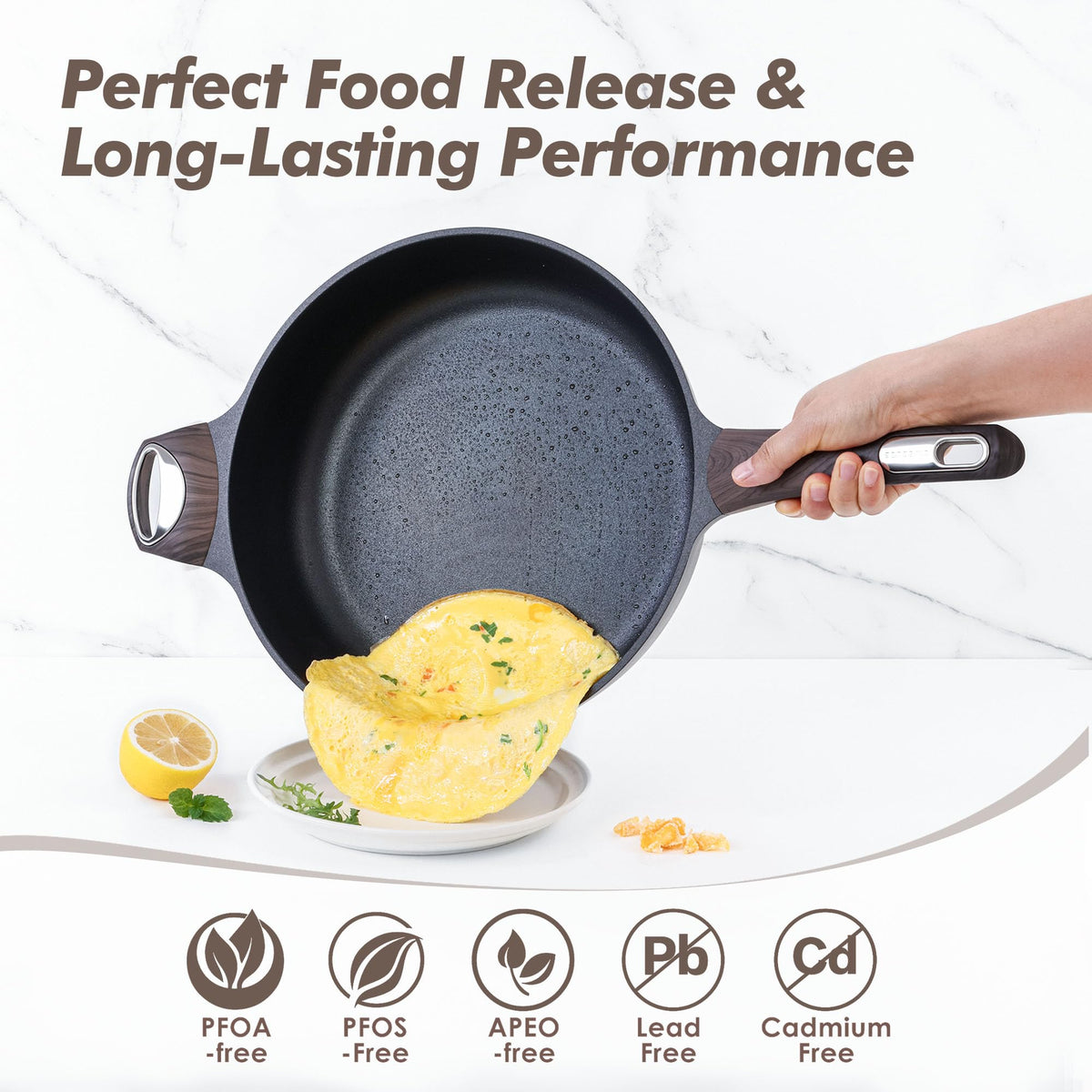 SENSARTE deep skillet with cover ready for sautéing and braising.
