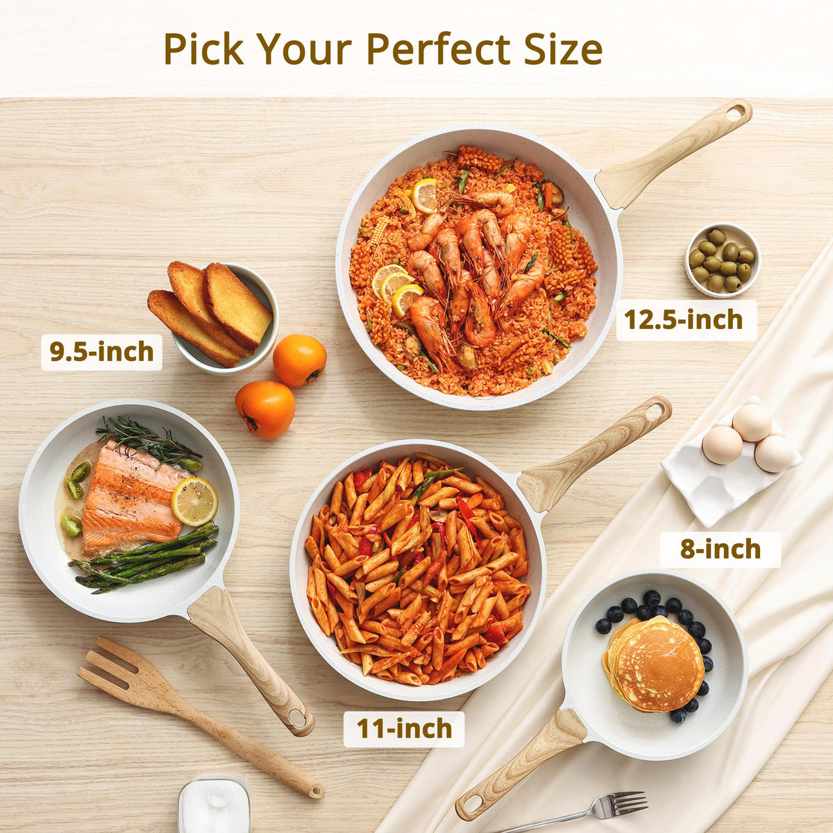 SENSARTE easy-clean nonstick skillet cleans in seconds with soap and warm water.