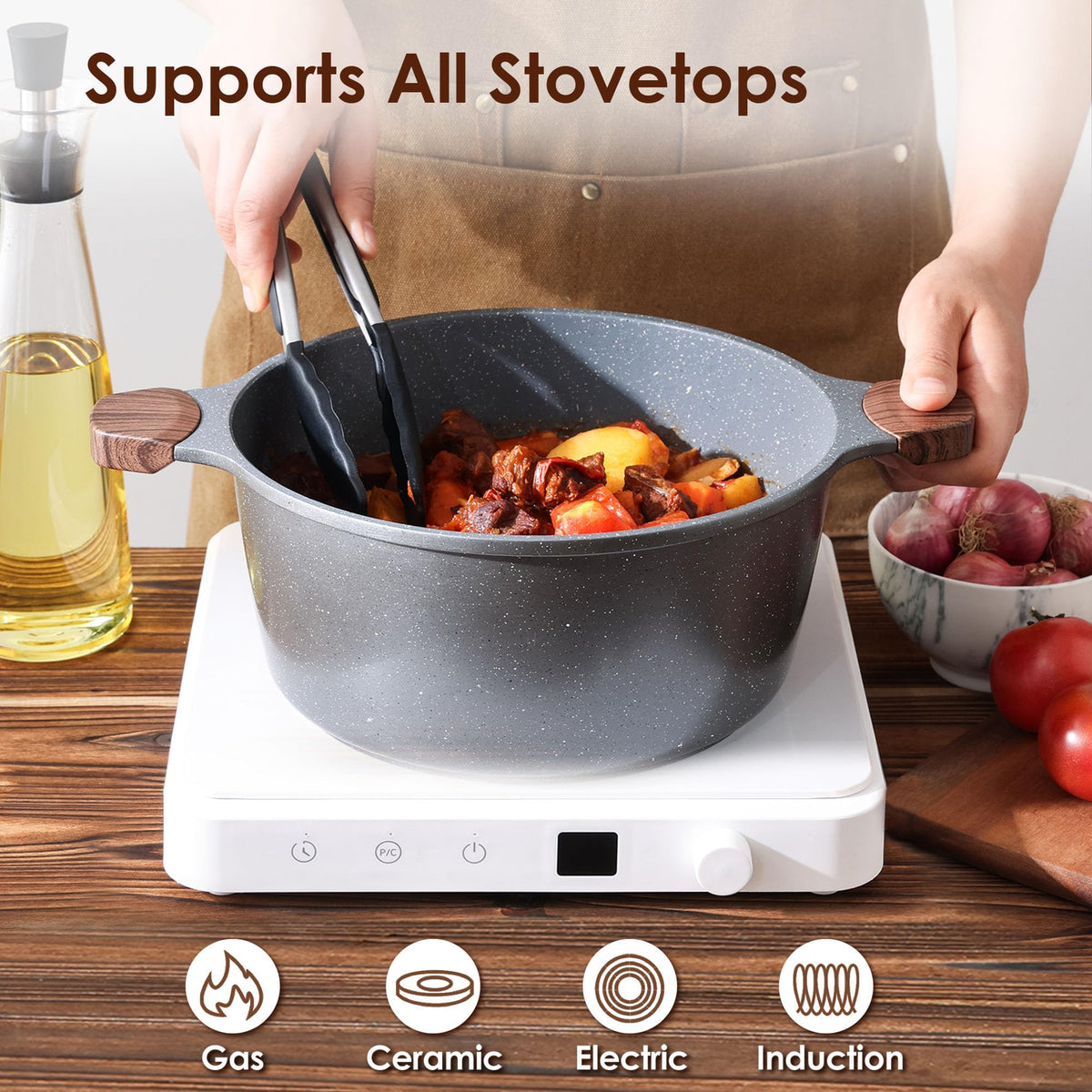 SENSARTE easy-clean nonstick surface with no rivets for quick cleanup.