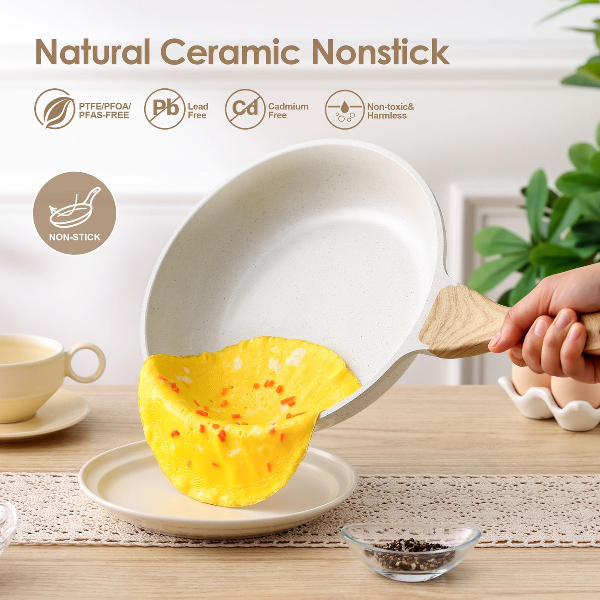 SENSARTE egg pan ceramic coating smooth surface ideal for delicate omelets