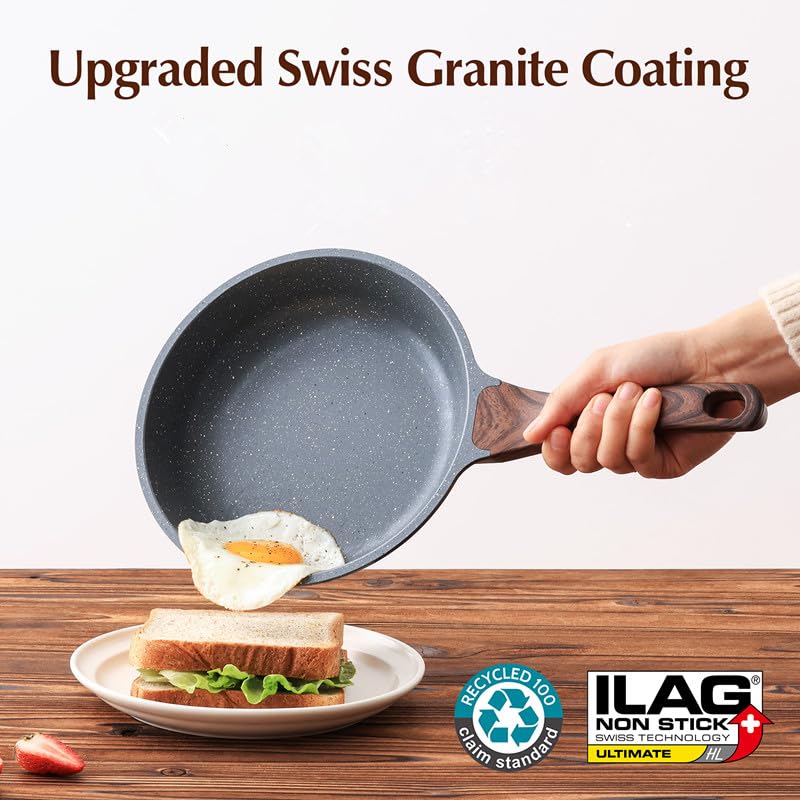 SENSARTE ergonomic woodgrain handle stays cool during cooking