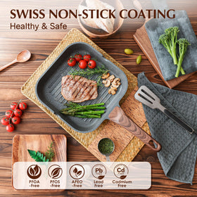 SENSARTE grill pan pour spouts help drain fats neatly while cooking