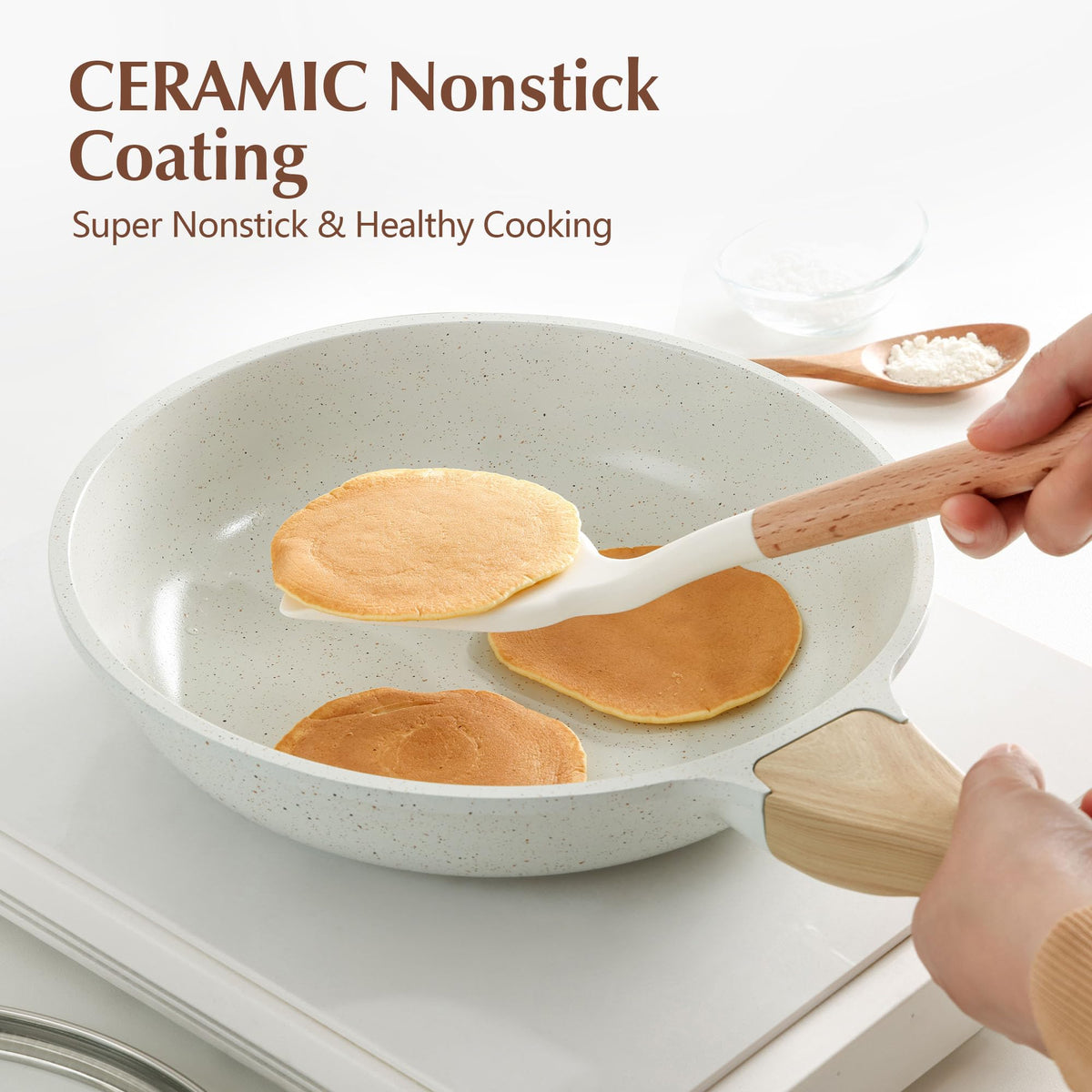 SENSARTE heat-resistant handle stays cool for safe stovetop use.