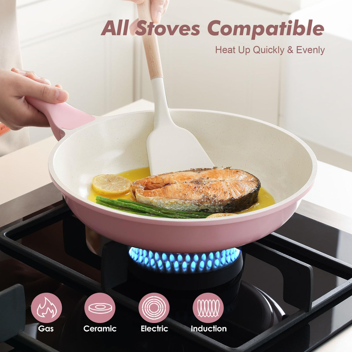 SENSARTE induction-compatible base heats quickly and evenly on any stove.