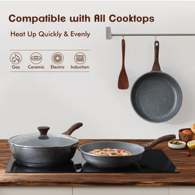 Sensarte pan features high magnetic base for even heat on induction stoves