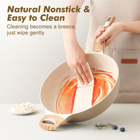 SENSARTE induction-compatible base pan delivers fast, even heating on all stovetops.