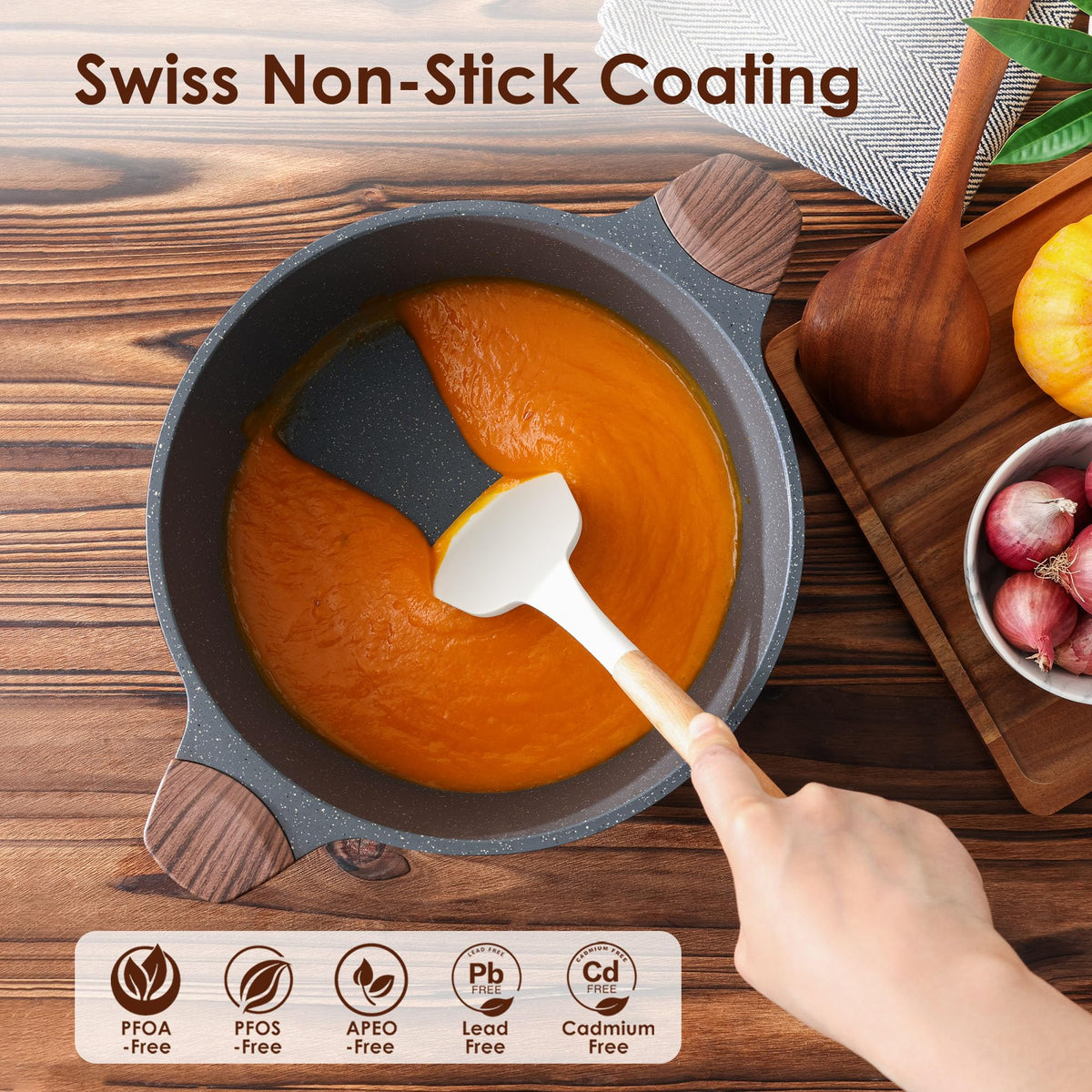 SENSARTE induction-compatible base ensures fast, even cooking on any stove.
