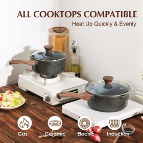 SENSARTE induction-compatible sauce pan base heats quickly and evenly.