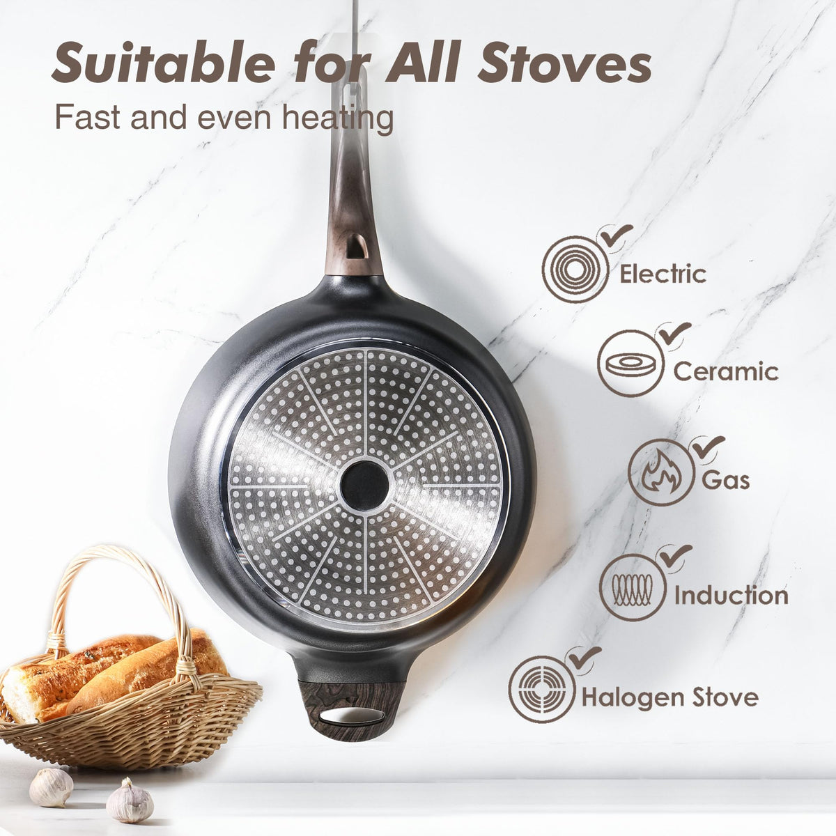 SENSARTE induction-ready pan heats quickly and evenly on any stovetop.